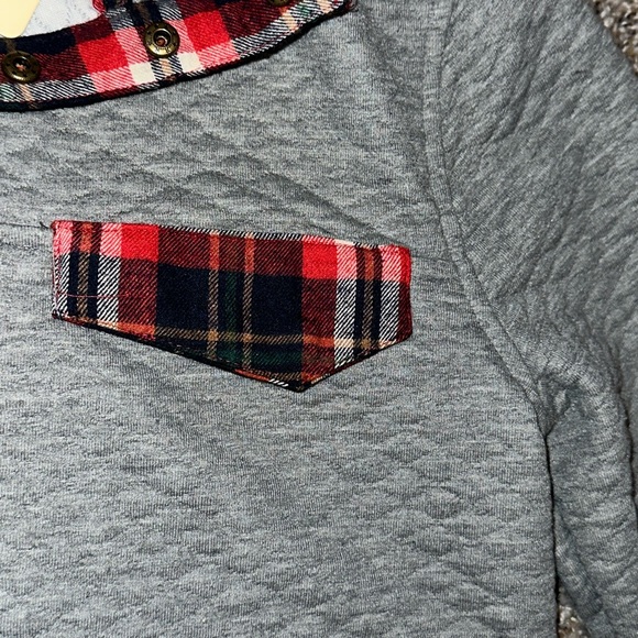 NWT Entro Gray Waffle Knit Plaid Women’s Warm Cute Pullover Collared Sweater M - Picture 4 of 5